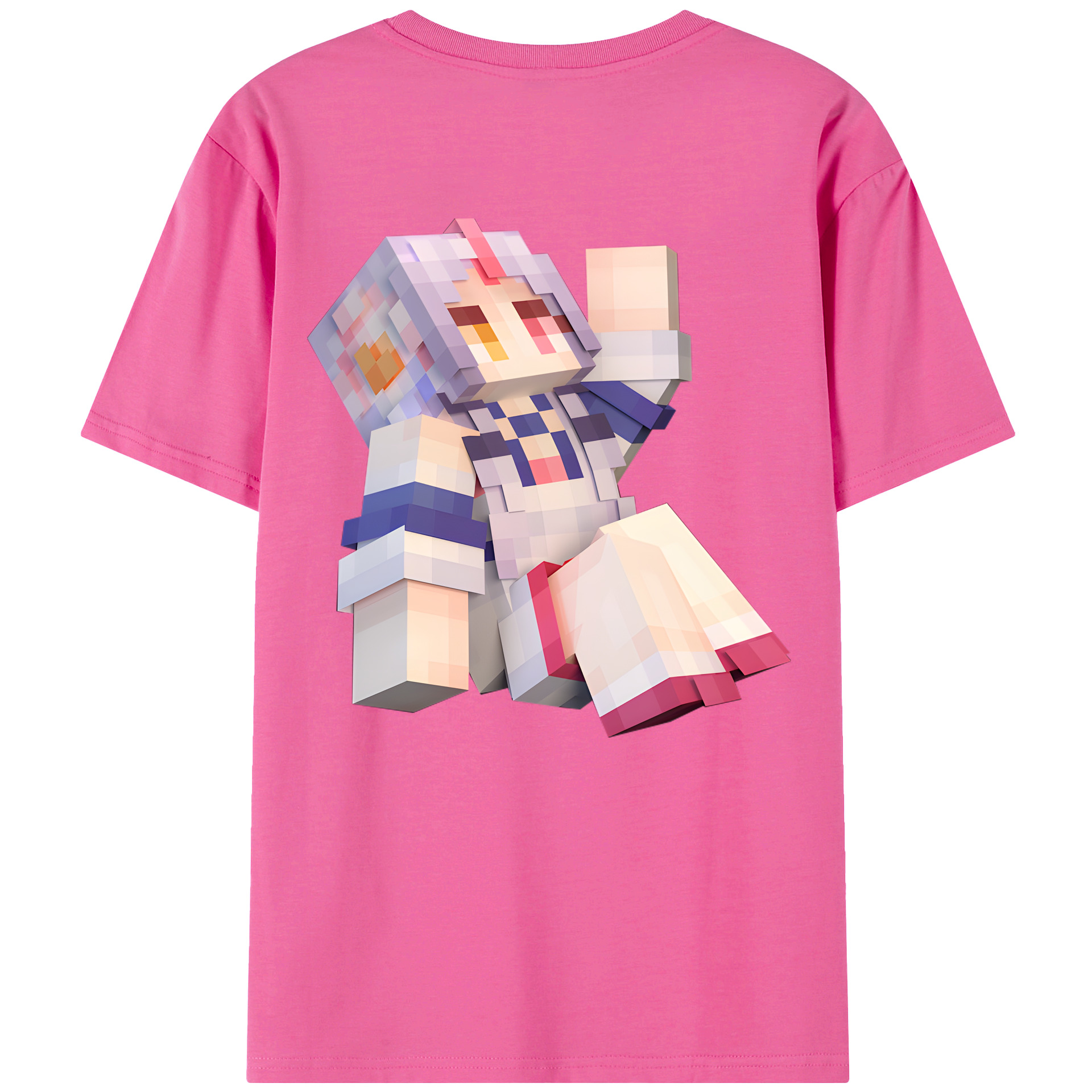 （画像用） マインクラフト ブロックの世界 Minecraft MC Block world レディース半袖Tシャツ(バックプリント)